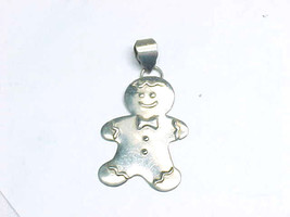 GINGERBREAD MAN STERLING Silver PENDANT by Designer - 2 1/8 inches  - £48.19 GBP