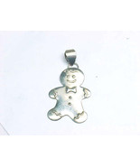 GINGERBREAD MAN STERLING Silver PENDANT by Designer - 2 1/8 inches  - £47.96 GBP