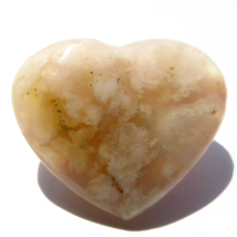 Heart Polished Small Coral Flower Agate  HR103 - £9.31 GBP