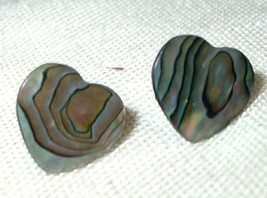 j78 Mini Heart Shaped Abalone Paua Shell Pierced Stud Post Earrings - £1.56 GBP