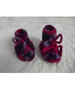 CUTE BABY BOOTIES IN SHADES OF PURPLES AND PINKS GIRL HAND MADE NEW - £6.29 GBP