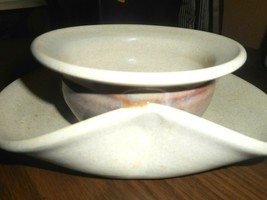Pottery One Pc Soup n Cracker Bowl Chip n Dip Upward Sides Signed Jeanea... - $39.49