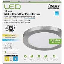 ROUND FLAT PANEL FIXTURE LED LIGHT 13&#39;&#39; D NICKEL - FEIT ELECTRIC FP13/4W... - $39.59