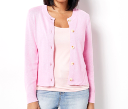 Candace Cameron Bure Button Front Cardigan- CAMELLIA PINK, MEDIUM - £23.32 GBP