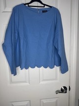 KOOS Of Course! NWT Blue Scallop Hem Linen Blend Blouse Size 1XL - $55.53 CAD