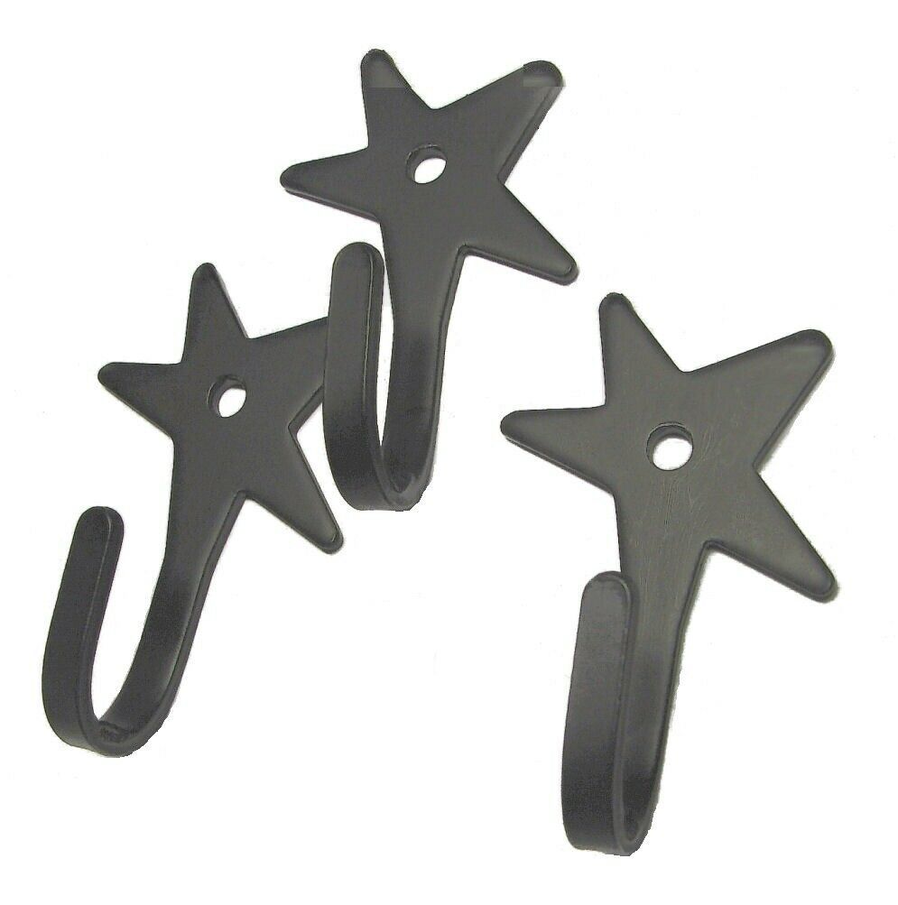 STAR HOOK Solid Wrought Iron Wall Hooks by Piece or Dozen Amish Blacksmi... - $2.47+