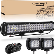 LED Light Bar, 20Inch 300W Tri-Rows Spot Flood Combo Driving Light + 2Pcs - £108.94 GBP