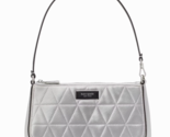 Kate Spade Sam Icon Quilted Satin Clutch Wristlet Silver with Dust bag - $104.41