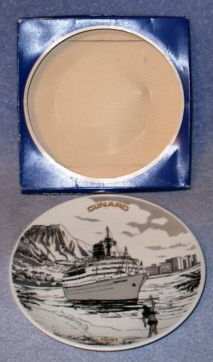 Porsgrund Porcelain Cunard Ship Lines Plate Sagafjord 1991 Norway - $7.95