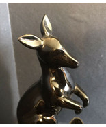 Vintage Ceramic Redware Black Kangaroo Desk Double Pen Holder Statue - $467.05 MXN