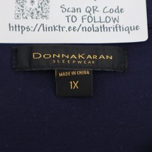Donna Karan Shirt Womens 1X Navy Blue Short Sleeve V neck Sleepwear Top - £18.18 GBP