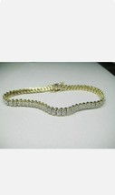 5 Ct Round Simulated Diamond Link Tennis Bracelet 14K Yellow Gold Plated Women's - £106.43 GBP