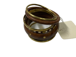 Set Of 6 New C EST 1946 Bangle Bracelets Wood Look  - £6.76 GBP