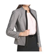 Tommy Hilfiger Navy Blue White Chevron Stripe Full Zip Blazer sz 6 Elbow... - $76.04 CAD