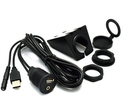 OEM look dash/flush mount USB &amp; Aux auxiliary audio input cable extension. 3.5mm - £12.95 GBP