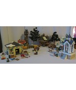 DEPT 56 Christmas Village LOT-5-Buildings,Trees,Figures Accessories - £117.99 GBP