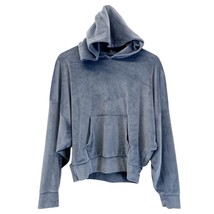 American Eagle Womens S Hoodie Sweatshirt Velour Dark Stone Blue Long Sl... - £15.37 GBP