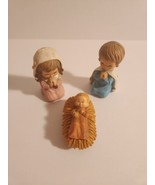 Vintage 3pc Enesco Nativity Set Baby Jesus  3&quot; Praying Resin Figures Hon... - £8.67 GBP