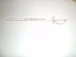 The Ambassador Hotel Chicago Sword Swizzle Stick Drink Stirrer Clear Gold-Letter - £7.76 GBP