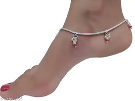 Indian Kundan Jewelry Set Silver Plated Payal Pajib Payjeb Anklet Jewell... - $15.14