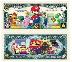✅ Pack of 10 Nintendo Super Mario Bros 1 Million Dollars Collectible Money ✅ - £7.31 GBP