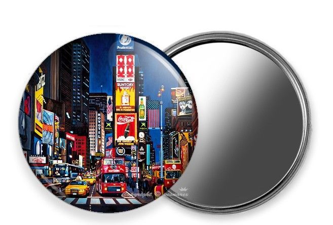NEW MANHATTAN NEW YORK CITY THAT NEVER SLEEPS TIMES SQUARE SQ. HAND HELD MIRROR