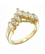 Ladies Russian Cubic Zirconia Seven Stone Marquise Cut Ring - £26.16 GBP