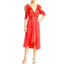 Nwt French Connection Red Wrap Cold Shoulders Midi Dress Size 12 $128 - $58.58
