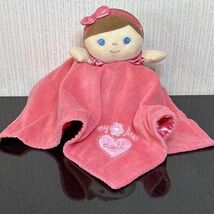 Baby Starters My First Doll Security Blanket Lovey Coral Pink Satin Hear... - $9.58