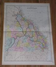 1891 Original Antique Map Of Queensland / Brisbane / Australia - £22.34 GBP