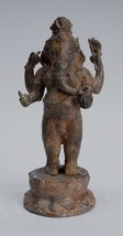 Antigüedad Javanés Estilo Bronce de Pie Indonesio Ganesha Estatua - 17cm/17.8cm - £488.67 GBP