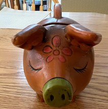 RARE Vintage 70’s Chalk Ware Piggy Bank Flower Power! Hippy / Hippie RETRO! - £39.68 GBP