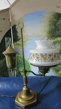 Antique Oil Student Lamp Electrical Now Gorgeous Original Glass Shade - £115.45 GBP