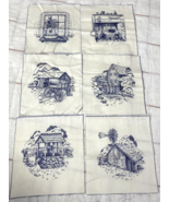 Cranston ? Fabric Panels Squares Blue &amp; White Set Lot 6 Country Life Mill - €30,33 EUR