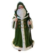Vintage 1991 Geo Z Lefton Santa Music Box Green Robe Irish Style Cat Bas... - $45.00