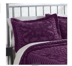 Chloe Chenille Sham Purple Textured Design 20&quot;x26&quot; 100% cotton - £14.49 GBP