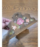 Vintage Hand Painted Wood Napkin Holder Floral Cottagecore - $21.83 CAD