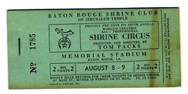 Baton Rouge Louisiana Shrine Circus Ticket Book 1958 Jerusalem Temple - $44.50