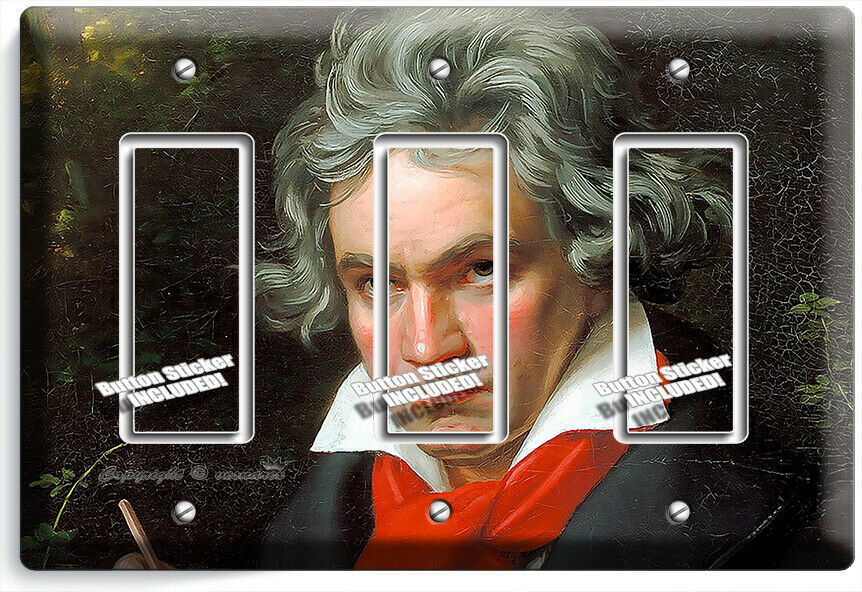 LUDWIG VAN BEETHOVEN PORTRAIT LIGHT SWITCH 3 GFCI PLATES MUSIC STUDIO ROOM DECOR