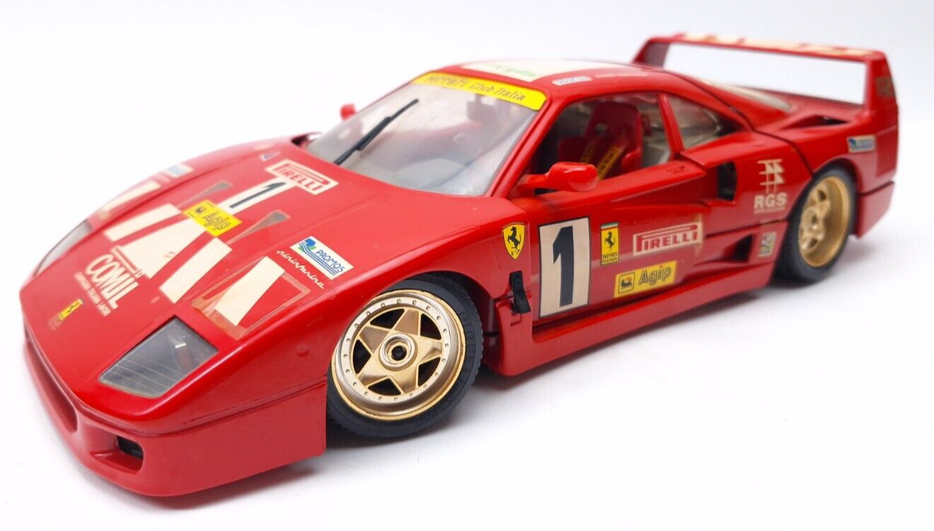 Bburago Ferrari F40 Evoluzione Red Pilot #1 Race Livery 1987 1:18 scale Diecast - $72.59