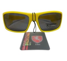 Khan Sunglasses Boys Yellow Plastic Sport Running Jogging Gray Lens NWTS - $15.44