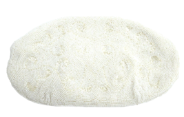 Vintage Retro Clutch Evening Purse White Seed Bead By Debbie 1950S Wedding - $30.29