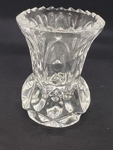 Vtg Yugoslavia Crystal Toothpick Holder Bud Vase Glass Saw Tooth 3” 24% Lead - £8.31 GBP