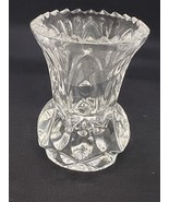 Vtg Yugoslavia Crystal Toothpick Holder Bud Vase Glass Saw Tooth 3” 24% ... - £8.34 GBP