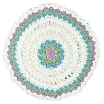 Farmhouse Crochet Doily Placemat 10.5-in White Purple Green Blue Handmad... - $14.57