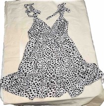 Shein Strappy Dress White Black Polka Dot Spot Ruffle Layer Size M - £10.96 GBP