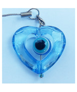 Spinning transparent heart Mobile phone strap evil eye protection from I... - £1.96 GBP