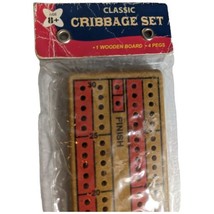 Travel Size Cribbage Set 1 Wooden Board 4 Pegs Classic New - £12.81 GBP