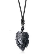 COAI Crowned Lion King Obsidian Genuine Stone Pendant Necklace for Men - £58.77 GBP