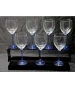 CRISTAL D&#39;ARQUES 8.125&quot; Water Goblet AZUR Blue Stem 10oz Blown Glass  - ... - $61.48 CAD
